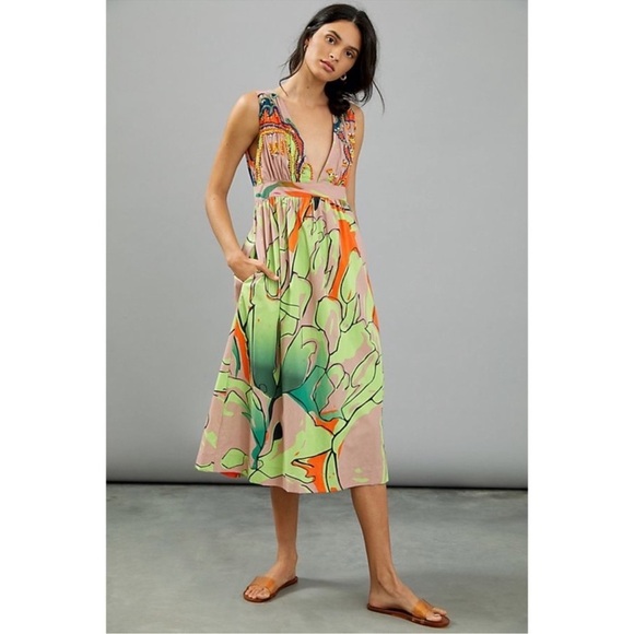 Anthropologie Roopa Pemmaraju Nerida Girly Whimsical Midi Dress Size XS - Picture 4 of 14